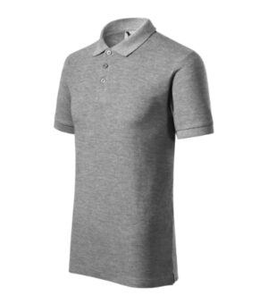 Koszulka polo męska ciemnoszary melanż z haftem Cotton Heavy - 215