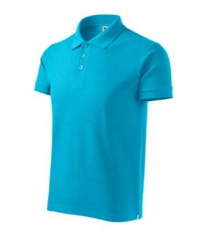 Koszulka polo męska turkus z haftem Cotton Heavy - 215