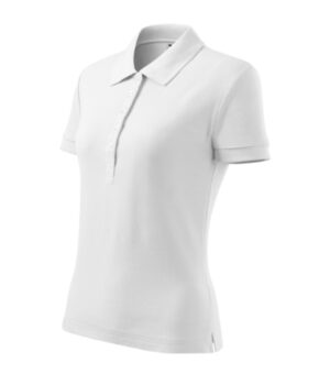 Koszulka polo damska biała z haftem Cotton Heavy - 216