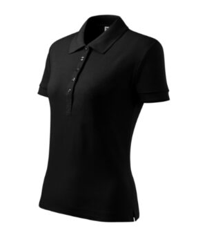Koszulka polo damska czarna z haftem Cotton Heavy - 216
