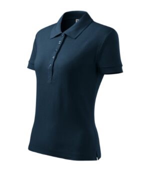 Koszulka polo damska granatowa z haftem Cotton Heavy - 216