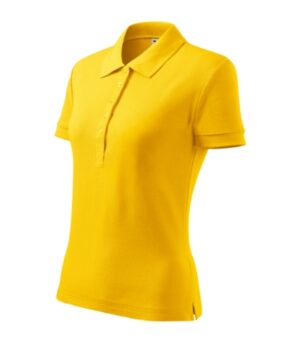 Koszulka polo damska żółta z haftem Cotton Heavy - 216