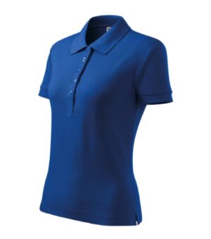 Koszulka polo damska chabrowy z haftem Cotton Heavy - 216