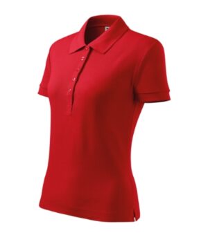 Koszulka polo damska czerwona z haftem Cotton Heavy - 216
