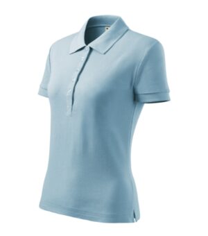 Koszulka polo damska błękitny z haftem Cotton Heavy - 216