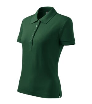 Koszulka polo damska dark green z haftem Cotton Heavy - 216