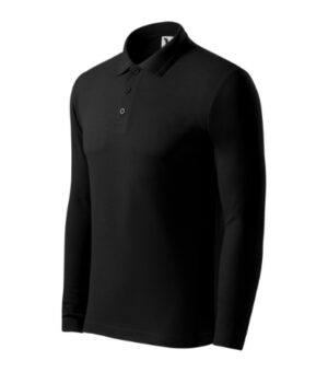Koszulka polo męska czarna z haftem Pique Polo LS - 221