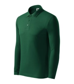 Koszulka polo męska dark green z haftem Pique Polo LS - 221