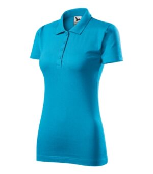 Koszulka polo damska turkus z nadrukiem Single J. - 223