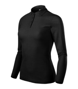 Koszulka polo damska czarna z haftem Pique Polo LS - 231