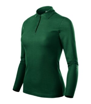 Koszulka polo damska dark green z haftem Pique Polo LS - 231