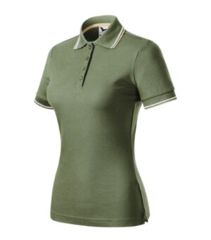 Koszulka polo damska khaki z nadrukiem Focus - 233