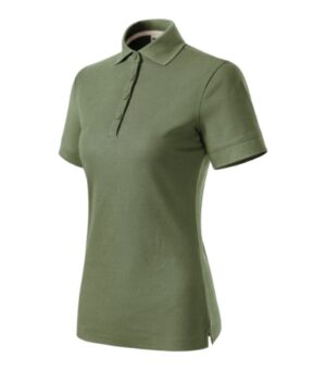 Koszulka polo damska khaki z haftem Prime (GOTS) - 235