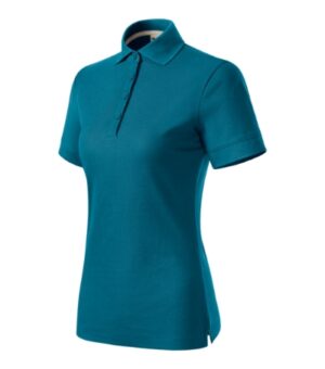 Koszulka polo damska petrol blue z nadrukiem Prime (GOTS) - 235