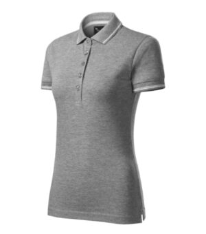 Koszulka polo damska ciemnoszary melanż z haftem Perfection plain - 253