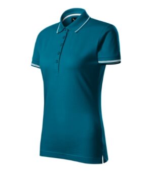 Koszulka polo damska petrol blue z nadrukiem Perfection plain - 253