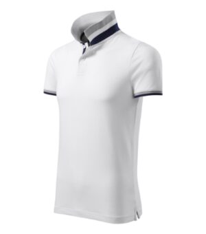 Koszulka polo męska biała z haftem Collar Up - 256