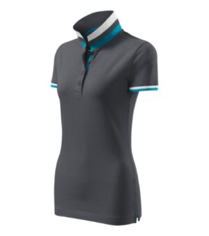 Koszulka polo damska light anthracite z nadrukiem Collar Up - 257