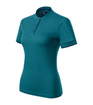 Koszulka polo damska petrol blue z nadrukiem Diamond - 274