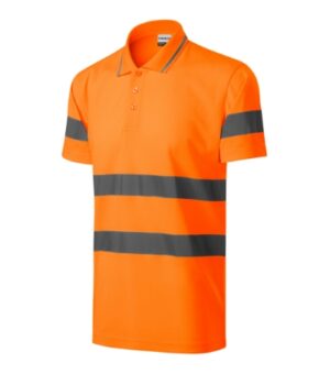 Koszulka polo unisex fluorescencyjny pomarańczowy z haftem HV Runway - 2V9