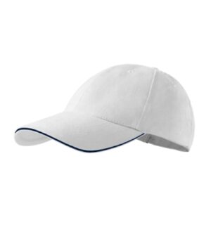 Czapka unisex biała z haftem Sandwich 6P - 306