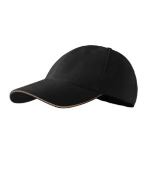 Czapka unisex czarna z haftem Sandwich 6P - 306