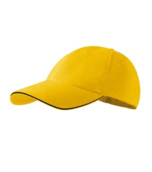Czapka unisex żółta z nadrukiem Sandwich 6P - 306