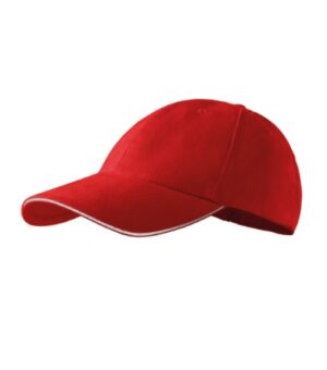 Czapka unisex czerwona z haftem Sandwich 6P - 306