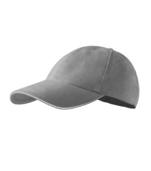 Czapka unisex siwoszary z haftem Sandwich 6P - 306