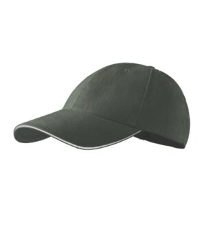 Czapka unisex ciemny khaki z haftem Sandwich 6P - 306