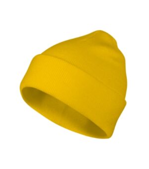 Czapka unisex żółta z haftem Beanie - 315