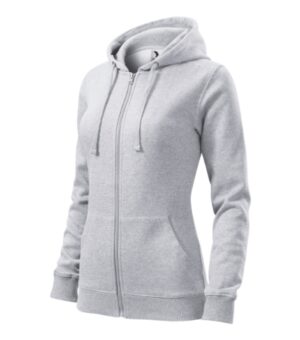 Bluza damska jasnoszary melanż z nadrukiem Trendy Zipper - 411