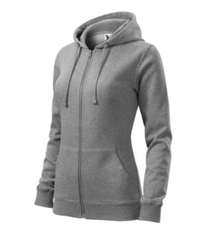 Bluza damska ciemnoszary melanż z haftem Trendy Zipper - 411