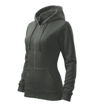 Bluza damska ciemny khaki z haftem Trendy Zipper - 411