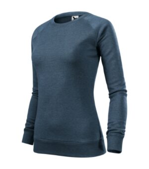 Bluza damska ciemny denim melanż z haftem Merger - 416
