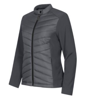 Kurtka hybrydowa damska light anthracite z haftem Cross - 556