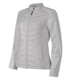 Kurtka hybrydowa damska silver gray z haftem Cross - 556