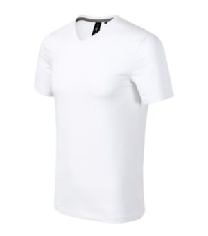 Koszulka męska biała z haftem Action V-neck - 700