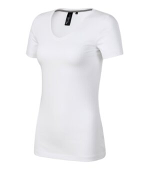 Koszulka damska biała z haftem Action V-neck - 701