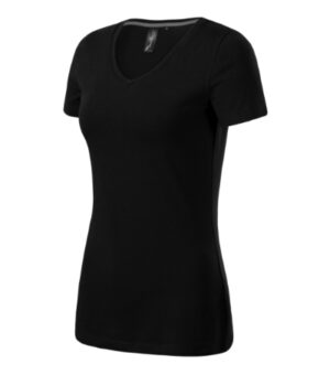 Koszulka damska czarna z haftem Action V-neck - 701