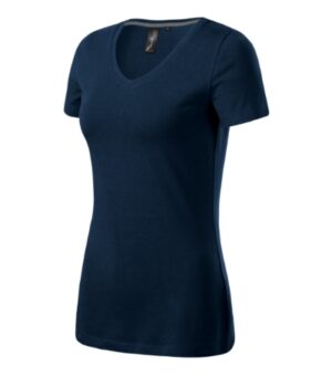 Koszulka damska granatowa z haftem Action V-neck - 701