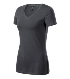 Koszulka damska light anthracite z nadrukiem Action V-neck - 701