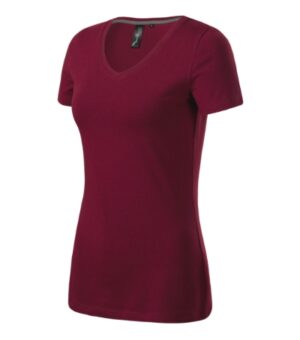 Koszulka damska garnet z haftem Action V-neck - 701