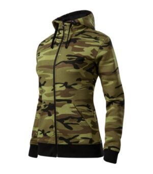 Bluza damska camouflage green z haftem Camo Zipper - C20