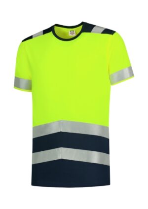 Koszulka unisex fluorescencyjny żółty z haftem T-Shirt High Vis Bicolor - T01