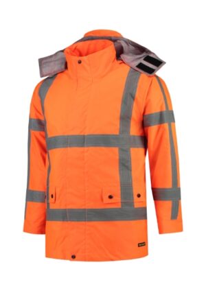 Kurtka robocze unisex fluorescencyjny pomarańczowy z haftem RWS Parka - T50