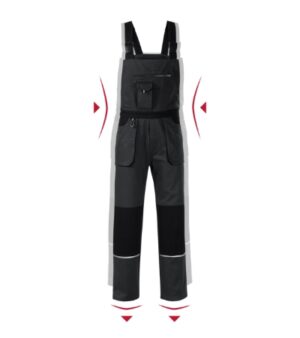 Spodnie robocze ogrodniczki męskie ebony gray z haftem Woody - W02